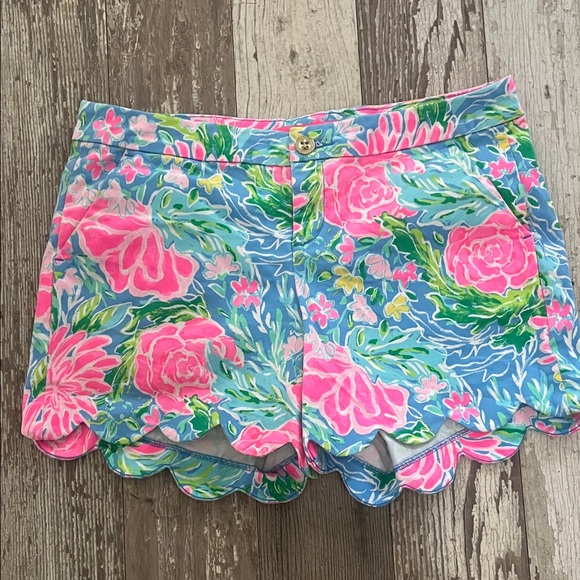 Lilly Pulitzer Pants - Lilly Pulitzer Blue and Pink Floral High Waist Shorts